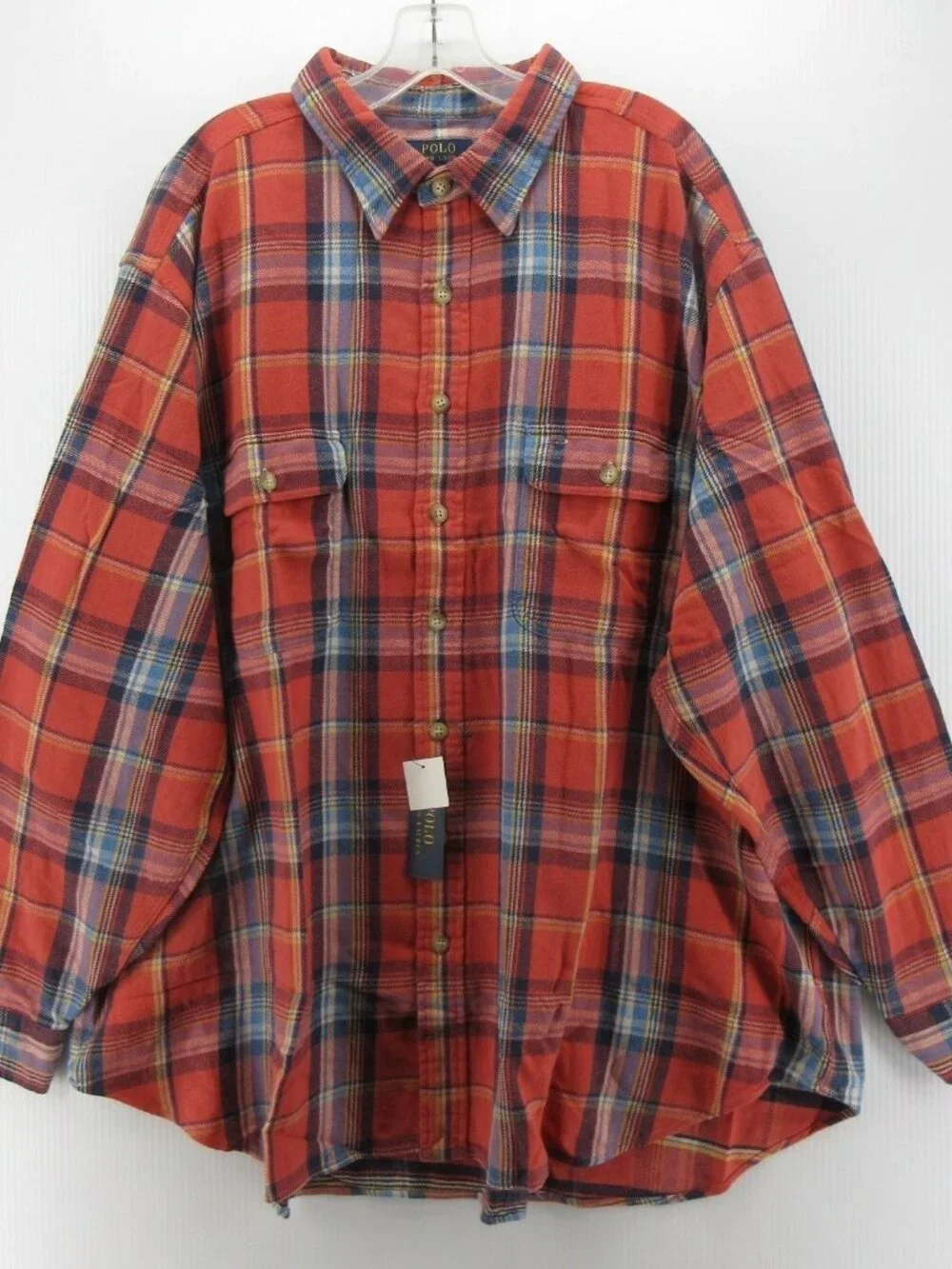 Polo Ralph Lauren Shirt 3XB Big Flannel Plaid Elbow Patches Heavyweight
